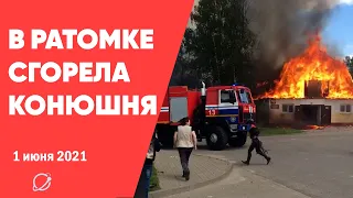 В Ратомке сгорела конюшня центра конного спорта