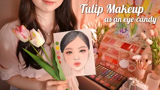 ASMR Colorful Tulip Makeup as an eye-candy🌷
