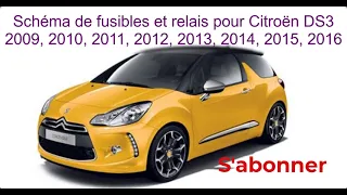 Schéma de fusibles et relais pour Citroën DS3 2009 / 2010 / 2011 / 2012 / 2013 / 2014 / 2015 / 2016
