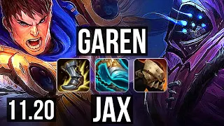 GAREN vs JAX (TOP) | 12/1/8, 7 solo kills, Legendary, 500+ games, 900K mastery | NA Diamond | v11.20