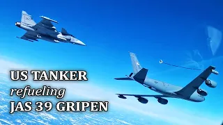 Incredible Air-to-Air Refueling Footage: Swedish JAS 39 Gripen Meets USAF Stratotanker