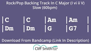 C Major - Slow Rock Backing Track - I vi ii V (60bpm)