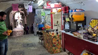 Easter 2021, Jerusalem-Here Jesus fell on his way to the cross. Via Dolorosa, Jerusalem. No tourists