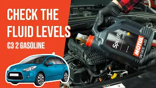 How to check the fluid levels Citroën C3 mk2 1.2 VTi 📏