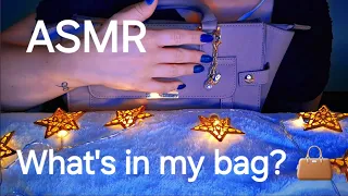 ASMR what's in my bag, whispering, long nails, tapping