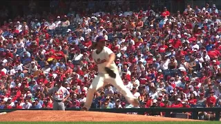 Aaron Nola Windup Slow Motion Pitching Mechanics (3rd Base Side View)