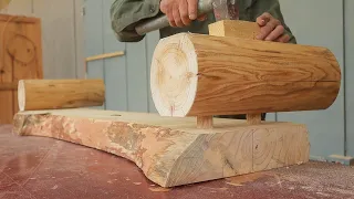 Unprecedented Unique Monolithic Woodworking Project // Very Impressive TV Shelf Design