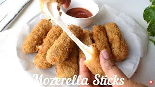 Cheesy Mozzarella Sticks | Homemade Cheese Sticks Recipe | No egg