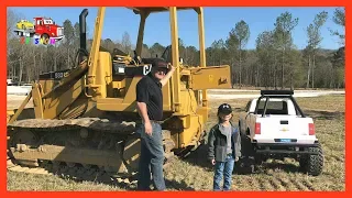 Kruz Jumpstart The CAT With His Mini Monster Truck