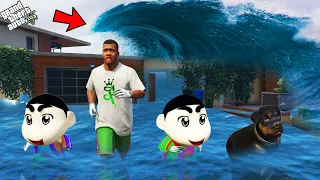 GTA 5 : Franklin Try To Survive Tsunami & Find Lost Shinchan And Pinchan In GTA 5 ! (GTA 5 Mods)