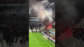 football fans fight with flares during Marseille vs Galatasaray match ( Europa League ) #shorts