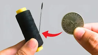 Many people do not know the trick to thread a needle easily with a coin