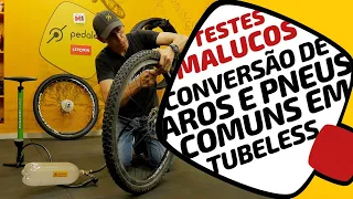 Convertendo roda e pneu simples para tubeless, sistema sem câmara e com selante. Pedaleria