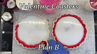 #370 Red & Pink Resin Valentine Coasters - Plan B Goes Geode Style