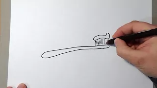 How to Draw a Toothbrush - Very Easy - For Kids