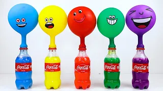5 Bottles Balloons with Beads How to make Rainbow Coca cola Bottle Beads Balls ASMR Cuttingasmr