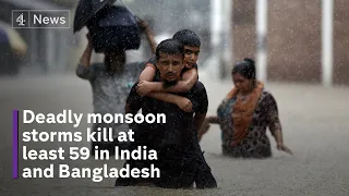 Devastating floods kill at least 59 and leave millions stranded in Bangladesh and India