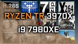 Ryzen TR 3970X vs i9 7980XE Benchmarks - 15 Tests