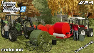 Wrapping GRASS bales with new WRAPPER | Animals on Frühling | Farming Simulator 22 | Episode 24