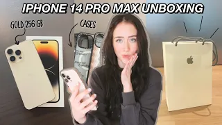 iPhone 14 Pro Max Gold UNBOXING & First Impressions (+ cases & accessories haul)