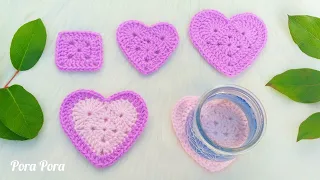 Crochet Heart Coaster I Crochet Granny Heart I Crochet Valentines Gifts