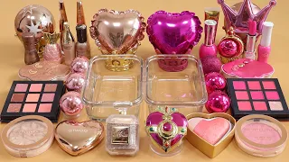 Mixing"RoseGoldVS Fuchsia" Eyeshadow and Makeup,parts,glitter Into Slime!Satisfying Slime Video★ASMR