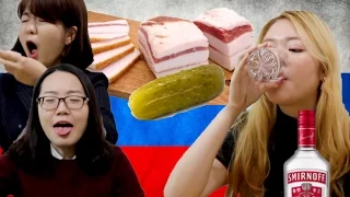 처음 먹어본 러시아 보드카 안주! Koreans Try Russian Vodka with Chasers for the first time (Eng Sub)