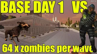 Survival Horde Base vs 64 Zombies Per Wave | Base Day 1 | Alpha 18 #86