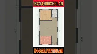 16 x 34 house plan I 16 x 34 ghar ka naksha | 16 x 34 House Design | 16*34 House Plan #Shorts