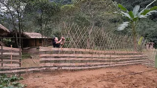 Primitive Skills: How to build bamboo fence to prevent wild chickens from entering the garden ep.200