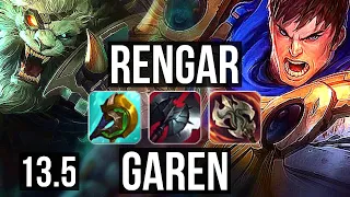 RENGAR vs GAREN (TOP) | 3.6M mastery, 8 solo kills, 17/2/6, Legendary | KR Master | 13.5