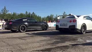 2017 Ford Mustang GT 5.0 Supercharged vs 2014 Nissan GT-R R35 1/4 mile drag race