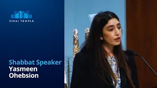 Yasmeen Ohebsion Speaking During Shabbat Services