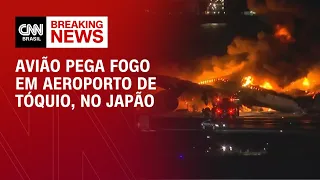 Avião pega fogo em aeroporto de Tóquio, no Japão | CNN NOVO DIA