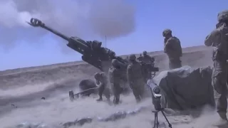 Raw US Army Fires Artillery At ISIS, Mosul, Iraq 2016