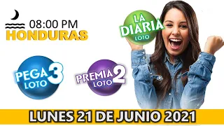 Sorteo 08 PM Loto Honduras, La Diaria, Pega 3, Premia 2, lunes 21 de junio 2021 |✅🥇🔥💰