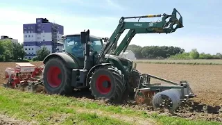 Fendt 724 Vario mit Frontpacker Amazone-Kreiselegge und Gaspardo-Einzelkornsämaschine 12.5.24