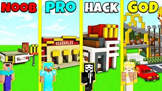 Minecraft Battle: MCDONALDS HOUSE BUILD CHALLENGE - NOOB vs PRO vs HACKER vs GOD / Animation