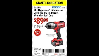 20V Bauer 1/2" Impact 450-LBS Torque?  Can it get the job done?#Harborfreight #Bauer #Impact #Tools