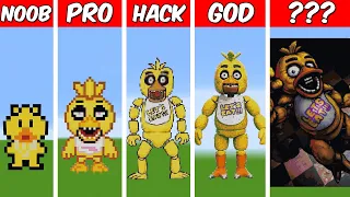 CHICA FNAF Pixel Art Build in Minecraft ! Noob vs Pro vs Hacker vs God - Minecraft Animation
