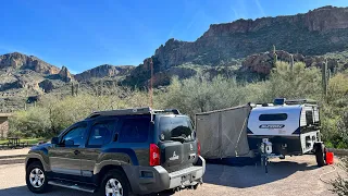 Camping at tortilla Flat Campground in Arizona in our sunray 109 sport.