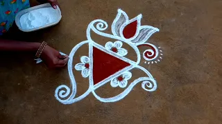 vijayadhasami special3dots/lotus flowerskolam/rangoli/rangolidesign/easyrangoli/gokulramya creatives