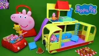 Peppa Pig Transforming Camper van Holiday RV Red Car and Figures Collection Toys