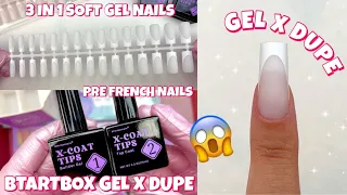 TRYING BTARTBOX PREMADE FRENCH TIP DESIGN 3 IN 1 SOFT GEL NAIL TIPS | EASY GEL X NAILS AT HOME