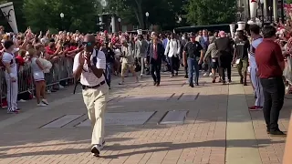 Alabama players entering Bryant-Denny stadium to face Utah State for season opener