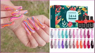 MelodySusie Say Cheers Gel Polish Set & EOS 9 UV/LED Lamp Review I Colorful Abstract Polygel Nails