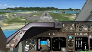 FSX PMDG 747 Landing @ St. Martin / Sint Maarten TNCM (Cockpit view)