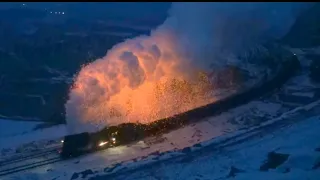 Fire sparks of Steam in Sandaoling Coal Mine Railway China  Full HD