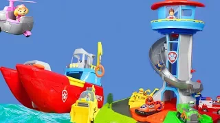 Paw Patrol Spielzeug: Sea Patroller & Lookout Tower mit Feuerwehrmann Marshall