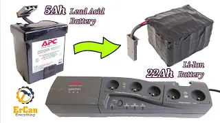 UPS APC CyberFort 500 Battery Upgrade from 5Ah Sealed Lead Acid Battery to 22Ah Lithium Ion Battery